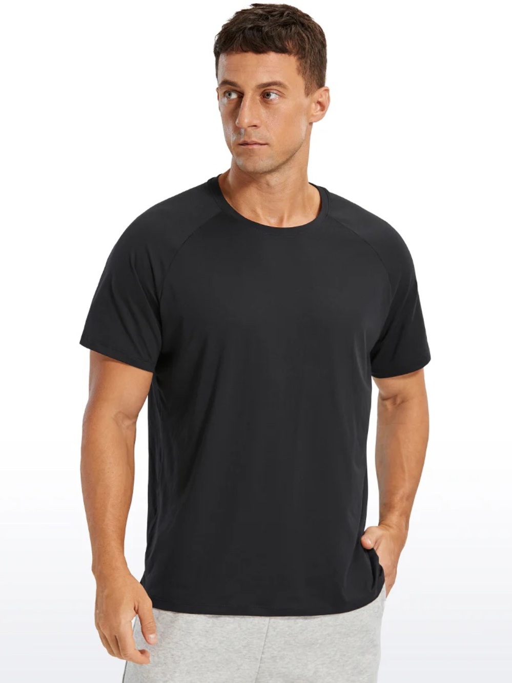 CRZ YOGA Men's Black Workout Short Sleeve Round Neck - NWT